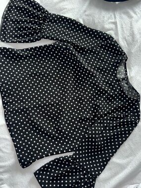 Zara Black Polka Dot Blouse with White Dots
